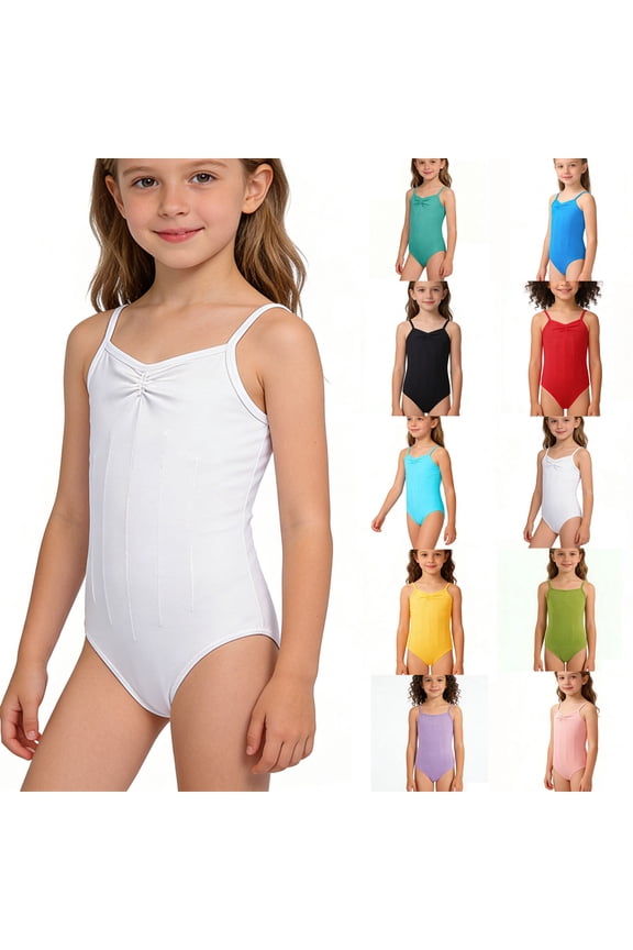 Girls Overalls Backless Stretch Tank Leotard Girls Kids Ballet Dance Recital Gymnastics Training Performance Practice Apparel Black 110