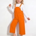 thumbnail image 1 of Girls Overalls Casual Wear Solid Wide Leg Cute Suspenders Pants Dance Choir Girls Jumpsuit Orange 11-12 Years, 1 of 4