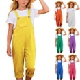 thumbnail image 1 of Girls Overalls Kids Adjustable Button Strap Sleeveless Jumpsuit Casual Loose One Piece Rompers with Pocket, 1 of 6