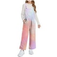 thumbnail image 1 of Girls Overalls Sherpa Fleece Bib Jumpsuits Adjustable Strap Casual Loose Fuzzy Winter Wide Leg Bibs with Pockets (7-8 Years, Pink|Tie-dye), 1 of 7