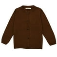 thumbnail image 1 of Girls Uniform Slim Fit Crewneck Cardigan Sweater Brown 3, 1 of 8