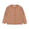thumbnail image 1 of Girls Crewneck Cardigan Long Sleeve Children Button Cotton Sweater Uniform Sweaters for Little Girls Light Brown 3, 1 of 7