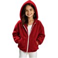 thumbnail image 1 of Girls Fleece Hooded Jacket Loose Fit Long Sleeve Coats With Pocket Teen Warm Winter Outerwear Clothes 5-15 Years, 1 of 5