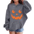 thumbnail image 1 of Girls Oversized Hoodies Halloween Pumpkin Graphic Hooded Sweatshirts Teen Kids Cute Funny Pullover Tops Cotton Casual Fashion Sweater, 1 of 6