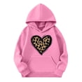 thumbnail image 1 of Girls Oversized Hoodies Y2k Cheetah Heart Graphic Long Sleeve Hooded Sweatshirts Teen Preppy Kangaroo Pocket Pullover Tops 3-14Years, 1 of 3