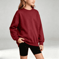 thumbnail image 1 of NEBWOAK Girls Oversized Pullover Crewneck Sweatshirt Loose Cotton Top Wine School,Size 12-13 T, 1 of 7