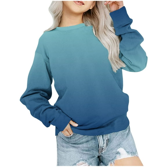 Girls Oversized Sweatshirt Long Sleeve Casual Tops Color Block Pullover Sweater Round Neck Sweatshirts Kids Lightweight Cottons Casual Loose Hoodie Winter Fleece Pullovers