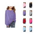 thumbnail image 1 of Girls Oversized Sweatshirts 2025 Long Sleeve Crewneck Loose Plain Basic Sweatshirt Kids Pullover Tops, 1 of 1