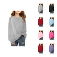 thumbnail image 1 of Girls Oversized Sweatshirts Crewneck Long Sleeve Loose Plain Basic Sweatshirt Kids Pullover Tops, 1 of 1
