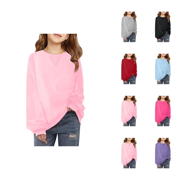 Girls Oversized Sweatshirts Crewneck Long Sleeve Loose Plain Basic Sweatshirt Kids Pullover Tops
