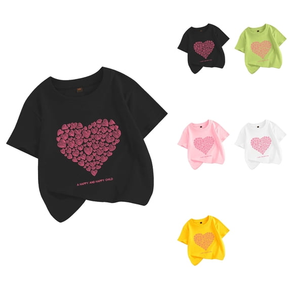 Girls' Oversized T-Shirts, Casual Loose Tops, Short Sleeve, Letter Print, Summer 3-14 Years