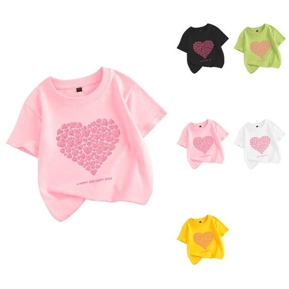 Girls' Oversized T-Shirts, Casual Loose Tops, Short Sleeve, Letter Print, Summer 3-14 Years