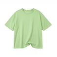 thumbnail image 1 of Girls Oversized T Shirts Kids Solid Crew Neck Short Sleeve Casual Loose Tops, 1 of 4