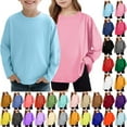 thumbnail image 1 of Girls Oversized Tshirts Kids Long Sleeve Crewneck Shirts Casual Loose Spring Fall Tees Tops Basic Pullover 5-14 Years, 1 of 6