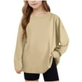 thumbnail image 1 of Girls Oversized Tshirts Kids Long Sleeve Crewneck Shirts Casual Loose Spring Fall Tees Tops Basic Pullover 5-14 Years, 1 of 6