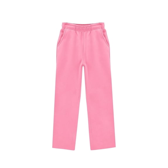 Girls Oversized Wide Leg Sweatpants Athletic Joggers Drawstring Waist and Pockets Kids Baggy Straight Leg Track Pants Pink 11-12Y