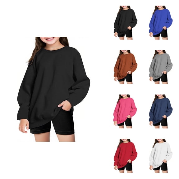 Girls' Oversized Winter Warm Long Sleeve Hoodie, Casual Crewneck Pullover Sweatshirt for Teens, Fall Fashion Oversized Sweatshirt for Women