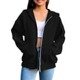 thumbnail image 1 of Girls Oversized Zip Up Hoodies Cute Casual Baggy Sweatshirt Jacket Drop Shoulder Back to School Hooded Sweaters with Pockets, 1 of 6