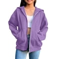thumbnail image 1 of Girls Oversized Zip Up Hoodies Cute Casual Baggy Sweatshirt Jacket Drop Shoulder Back to School Hooded Sweaters with Pockets, 1 of 6