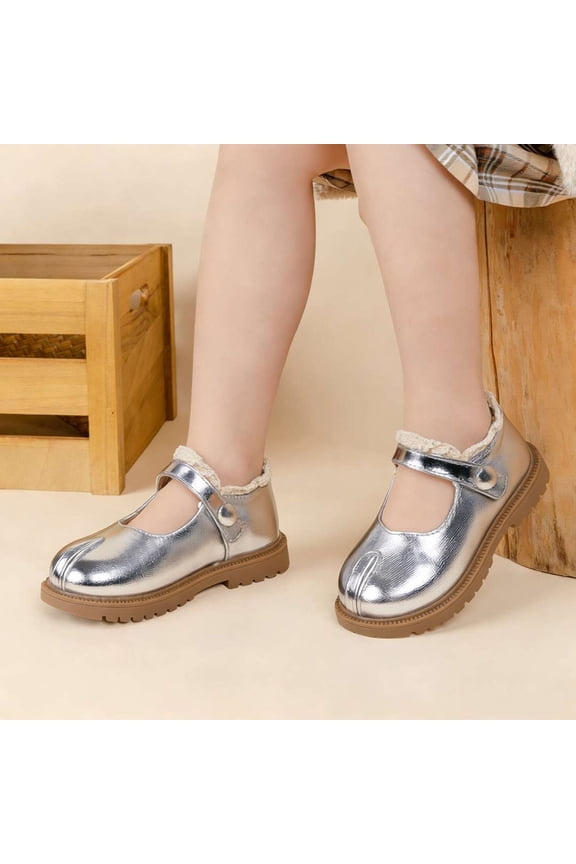 Girls PU Leather Dress Shoes Ballet Flats Kids School Uniform Mary Jane Flats Non-Slip Sole Casual Shoes for Kids