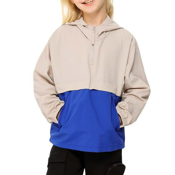 Girls Packable Rain Jacket Waterproof Hooded Raincoats Windproof Size 3-12Y