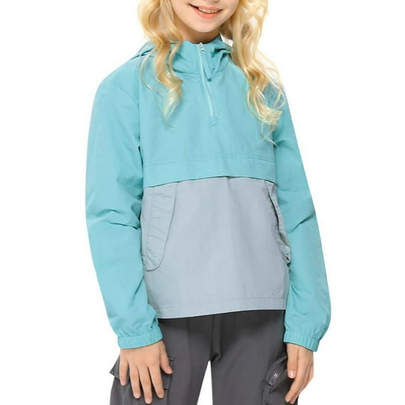 Girls Packable Rain Jacket Waterproof Hooded Raincoats Windproof Size 3-12Y