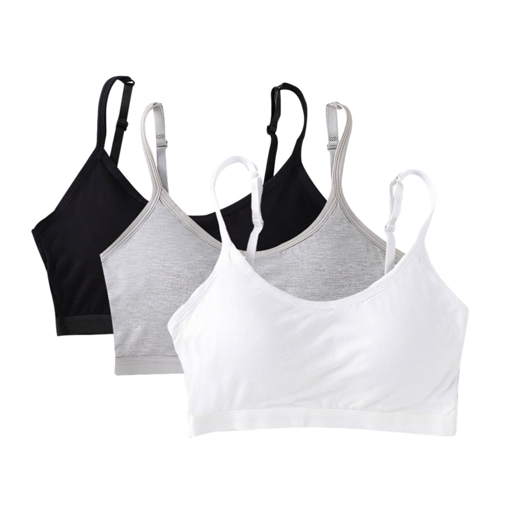 6 Pack Girls Padded Training Bra Pack Crop Cami Training Bras for Girls.  Seamless Bra Design with Removable Padding