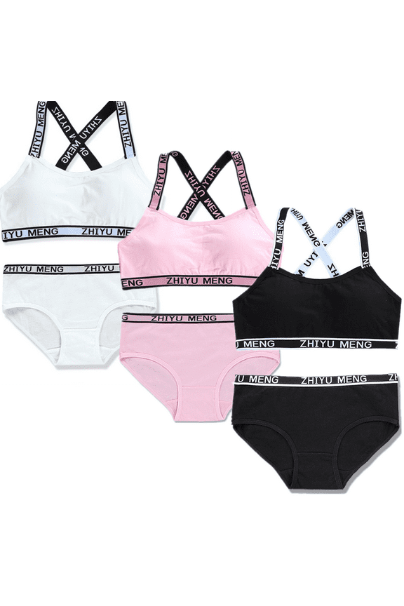 Girls Padded Training Bra Pack Cotton for Teens Removable Padding Flex Fit Seamless Built 10-16