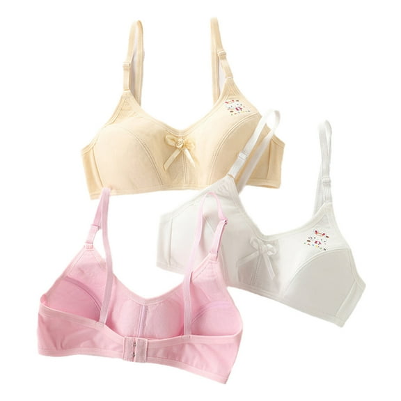 Girl Bra Training Bra 11-15 Teen Student Teens & Big Girls Cotton Breathable Training Bras Wire Free Push Up Running Bra Solid
