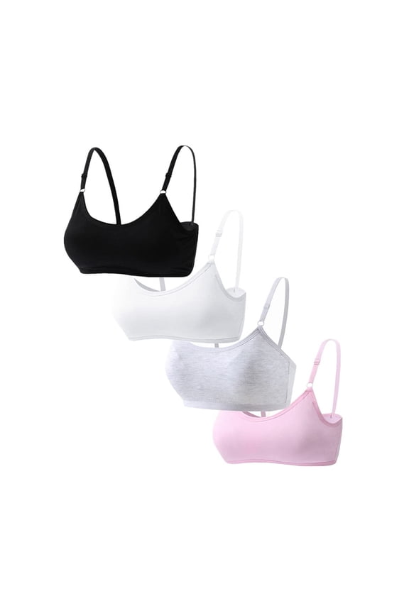 Girls Padded Training Bras 12-16 Teen Student Teens & Big Girls Wire Free Push Up Cotton Breathable Cami Bra Adjustable Straps Fixed Pads
