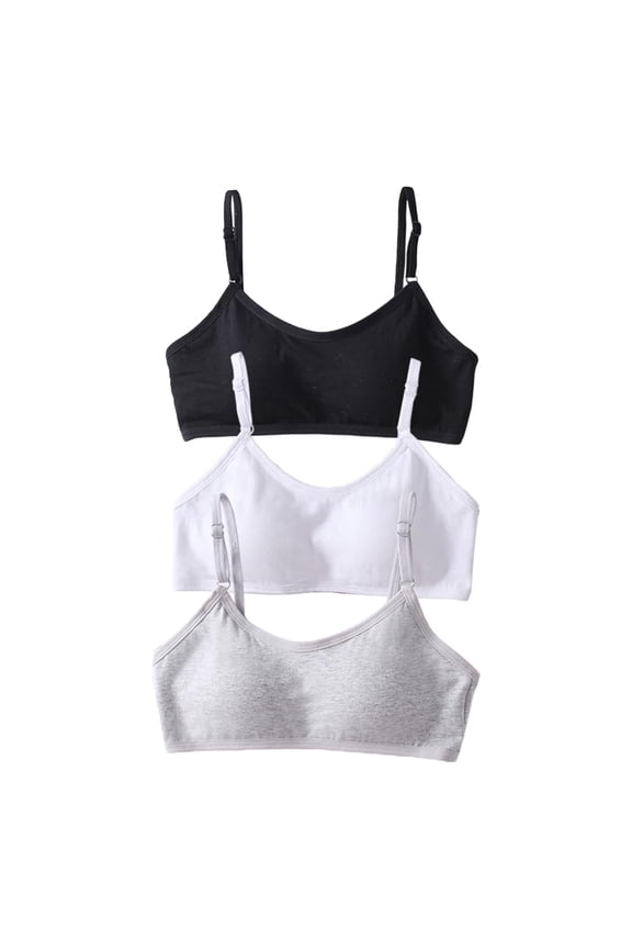 Girls Training Bra 10-15 Teen Student Teen Girls Elastic Shoulder Straps Cotton Breathable Training Bras Adjustable Straps Fixed Pads