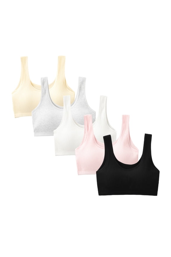 Girls Padded Training Bras Fit for 10-15 Years Teens & Big Girls Cotton Breathable Bra Wire Free Push Up with Adjustable Straps