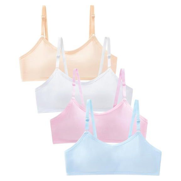Girls Padded Training Bras Fit for 10-15 Years Teens & Big Girls Wire Free Push Up Cotton Breathable Bra Adjustable Straps Fixed Pads
