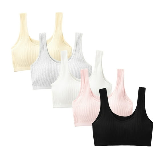 Girls Padded Training Bras Fit for 10-15 Years for Teens & Big Girls Sports Cami Bra Elastic Shoulder Straps Running Bra Solid
