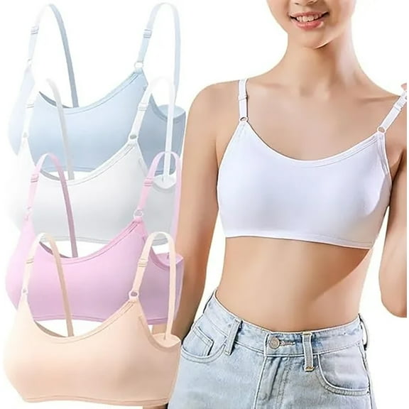 Girls Padded Training Bras Fit for 12-16 Years Teen Girls Wire Free Push Up Sports Bralette Cami Bra Adjustable Straps Fixed Pads