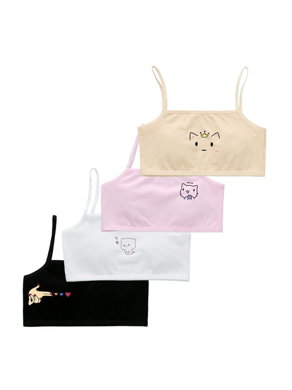 Girls Padded Training Bras Fit for 8-14Years for Teens & Big Girls Breathable Bra Wire Free Push Up with Bralette Straps