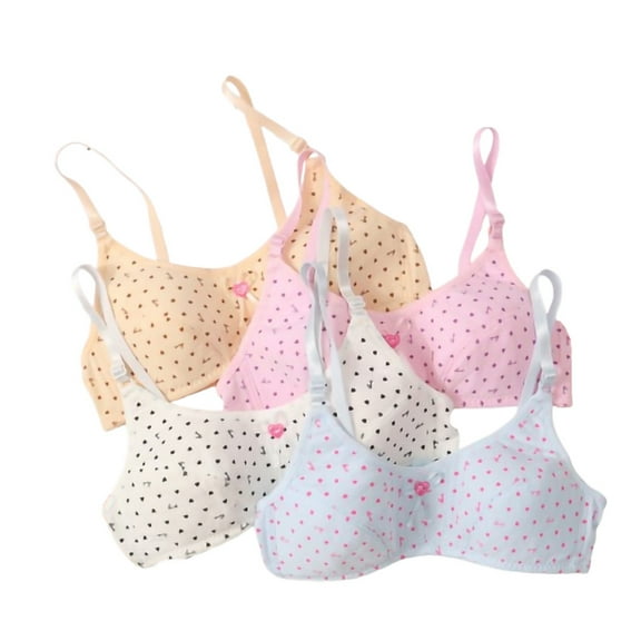 Girls Padded Training Bras for Teens & Big Girls Breathable Bra Wire Free Push Up Adjustable Straps Fixed Pads 10-15 Teen Student