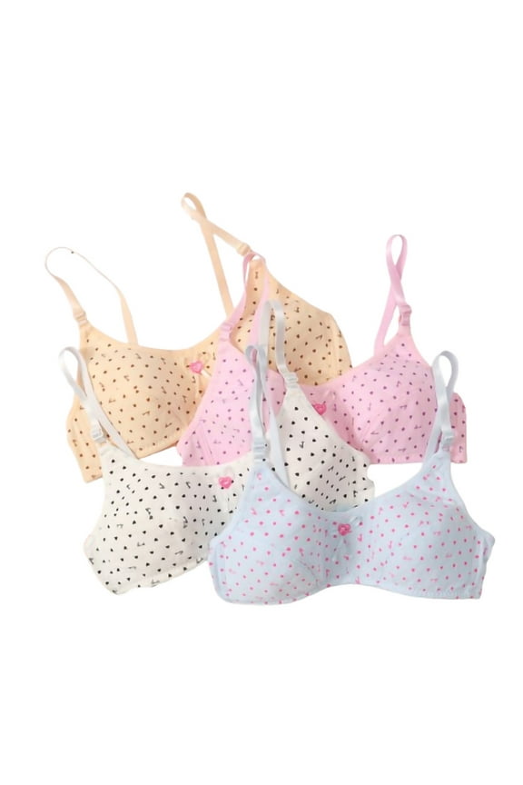 Girls Padded Training Bras for Teens & Big Girls Breathable Bra Wire Free Push Up Adjustable Straps Fixed Pads 10-15 Teen Student