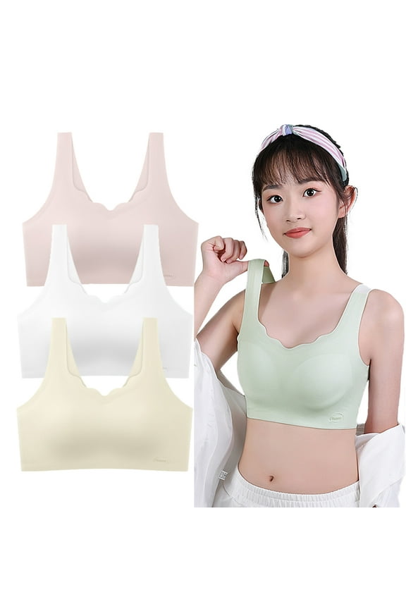 Girls Padded Training Sports Bra Cami Fixed Pads Seamless Bra Bras Cotton for Teens 10-16