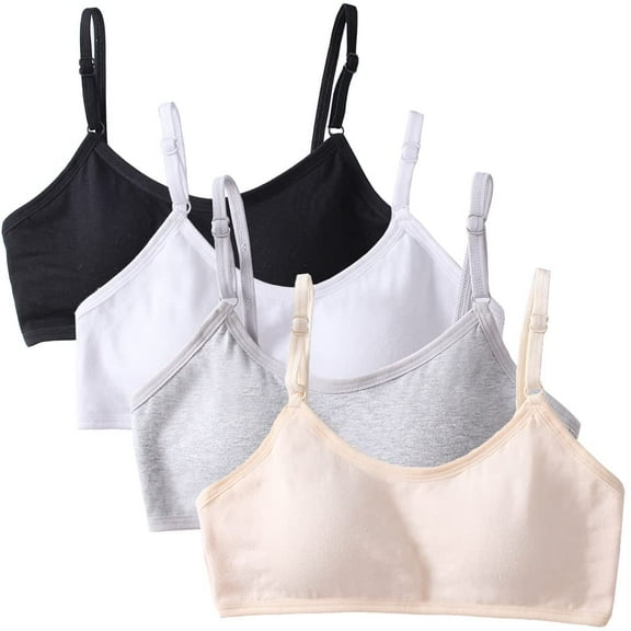 Girls Padded Training Sports Bra Thin Cotton Fixed Pads Flex Fit Seamless Pull-On Design 10-16 Years