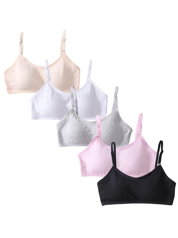 5 Pack Girls Training Bras Girls Thin Cotton Breathable Training Bra for Girls Kids Bra Sports Bra for Teens 10-16