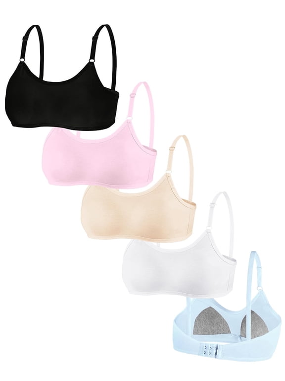 Girls Padded Training Starter Bras Seamless Cami Wireless Elastic Breathable Sports Bra Pull-On Design 10-16 Y