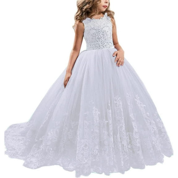 Girls Pageant Long Dress Kids Tulle Prom Gowns Luxury Wedding Birthday Party Princess Long Dresses