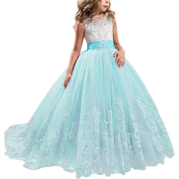 Girls Pageant Long Dress Kids Tulle Prom Gowns Luxury Wedding Birthday Party Princess Long Dresses