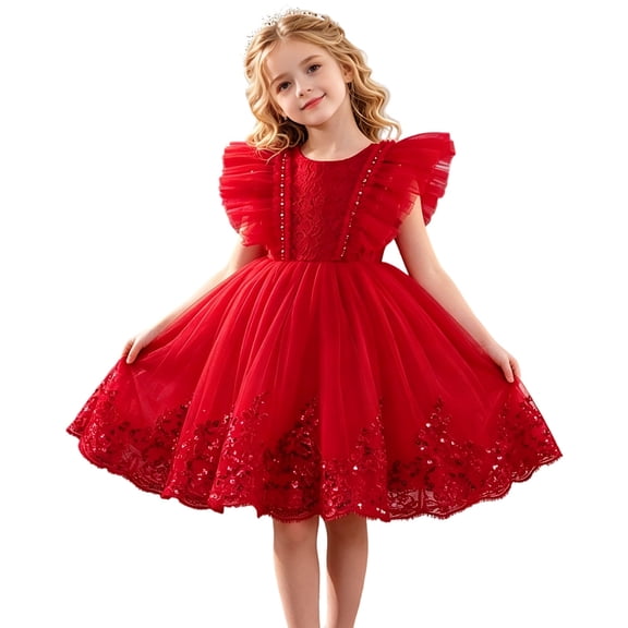 Girls Pageant Princess Flower Dress Kids Prom Puffy Ball Gowns