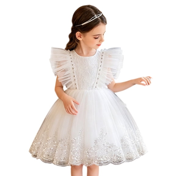 Girls Pageant Princess Flower Dress Kids Prom Puffy Ball Gowns