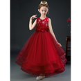 thumbnail image 1 of Girls Pageant Princess Sleeve Flower Ball Gown Dress, Kids Wedding Bridesmaid Pageant Party Formal Long Gown Princess Tulle Floral Embroidery Girl Birthday Party Dresses - 2-10T, 1 of 7