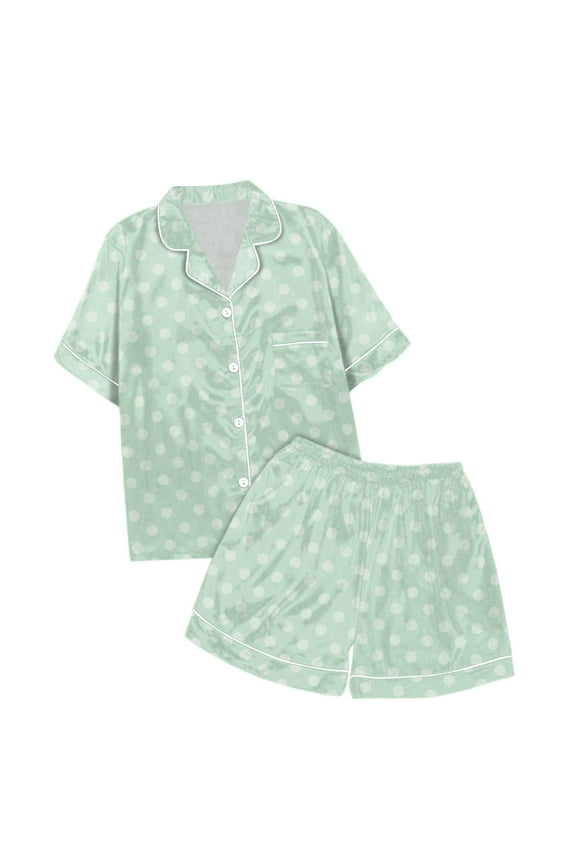 Girls Pajama Set,Polka Dot Design Girls's Pajama Set Girls Button Down Pajamas Set 2 PC Tween Nightgown Pj For Girls 12-13 Years