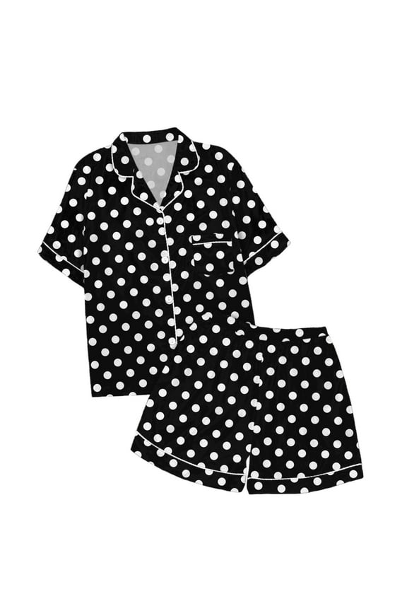 Girls Pajama Set,Polka Dot Print Silk Pajamas Set Button Down Sleepwear Set 2 Piece Kids Girl Sleepwear Pajamas Girls 4-5 Years