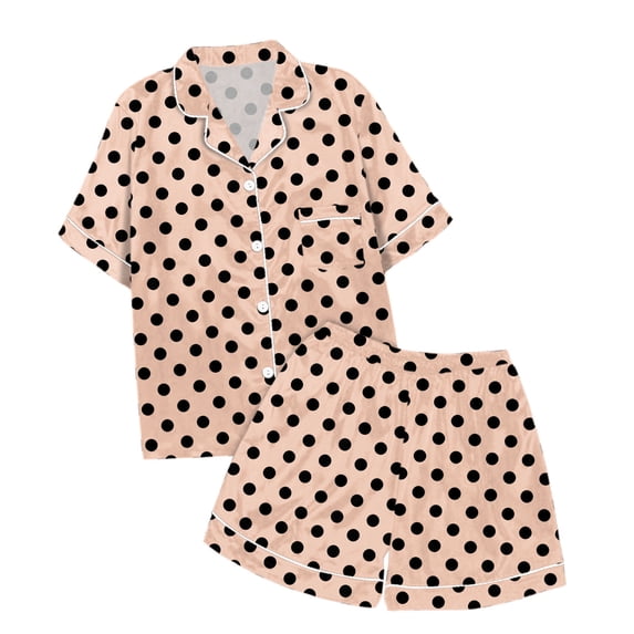 Girls Pajama Set,Polka Dot Print Silk Pajamas Set Girls Button Down Pajamas Set 2 PC Classic Pajamas Set Little Girl Pajamas Size 10-11 Years
